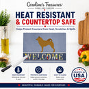 Finnish Spitz Welcome Cutting Board Tempered Glass Kitchen Cutting Surface, Heat Resistant Chopping, Non-Slip Feet, Food Prep & Serving