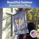 American Bulldog Welcome House Flag 28x40 Porch Sleeve Pole Decorative Outside Yard Banner Artwork Wall Hanging, Polyester