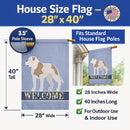 American Bulldog Welcome House Flag 28x40 Porch Sleeve Pole Decorative Outside Yard Banner Artwork Wall Hanging, Polyester