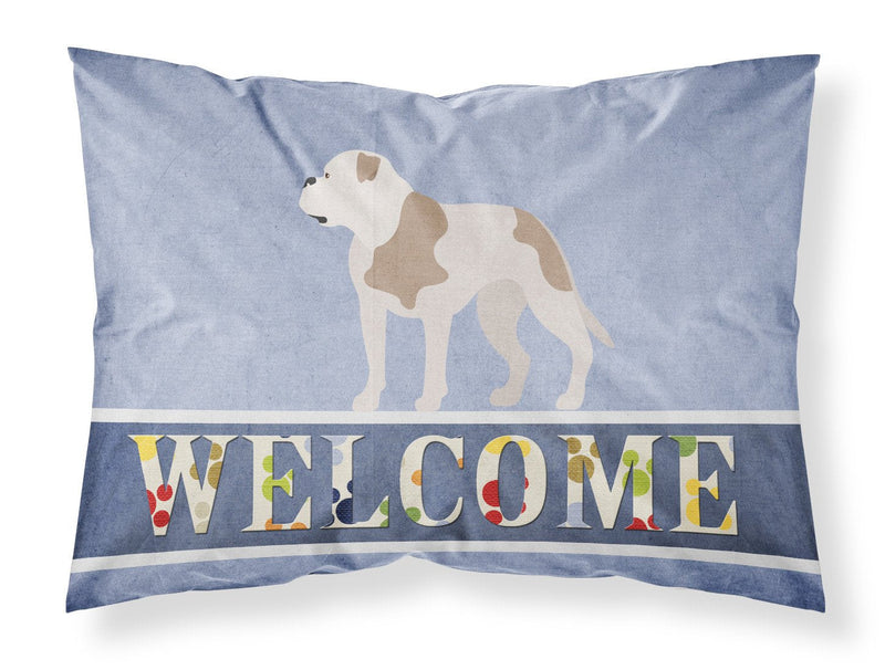 American Bulldog Welcome Fabric Standard Pillowcase – Artistic Decorative Front, White Back BB8348PILLOWCASE