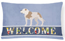 American Bulldog Welcome Canvas Fabric Decorative Pillow BB8348PW1216