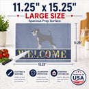 Schnauzer Welcome Cutting Board Tempered Glass Kitchen Cutting Surface, Heat Resistant Chopping, Non-Slip Feet, Food Prep & Serving