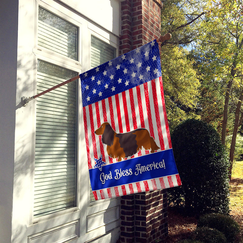 Longhaired Dachshund American Flag Canvas House Size BB8368CHF