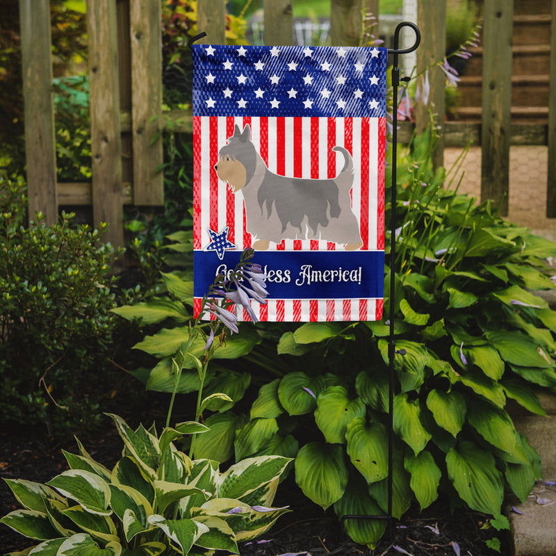 Australian Silky Terrier American Flag Garden Size BB8388GF