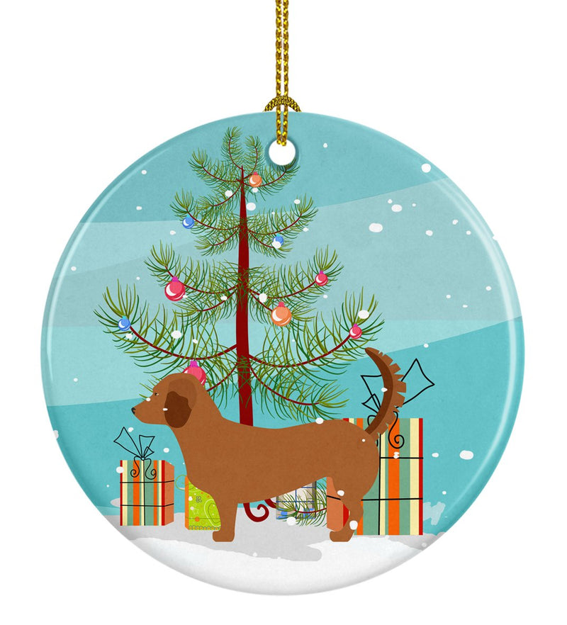 Alpine Dachsbrake Christmas Ornament - Round Ceramic Ornament – Artist-Designed Keepsake Decoration BB8432CO1