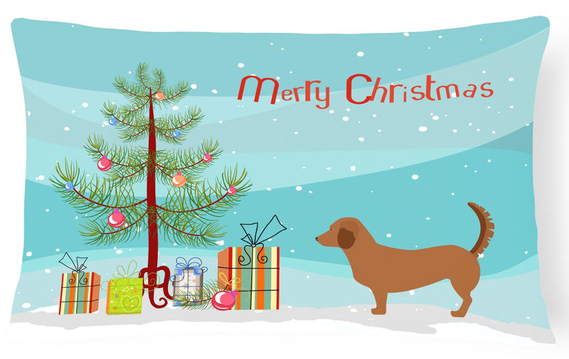 Alpine Dachsbrake Christmas Canvas Fabric Decorative Pillow BB8432PW1216