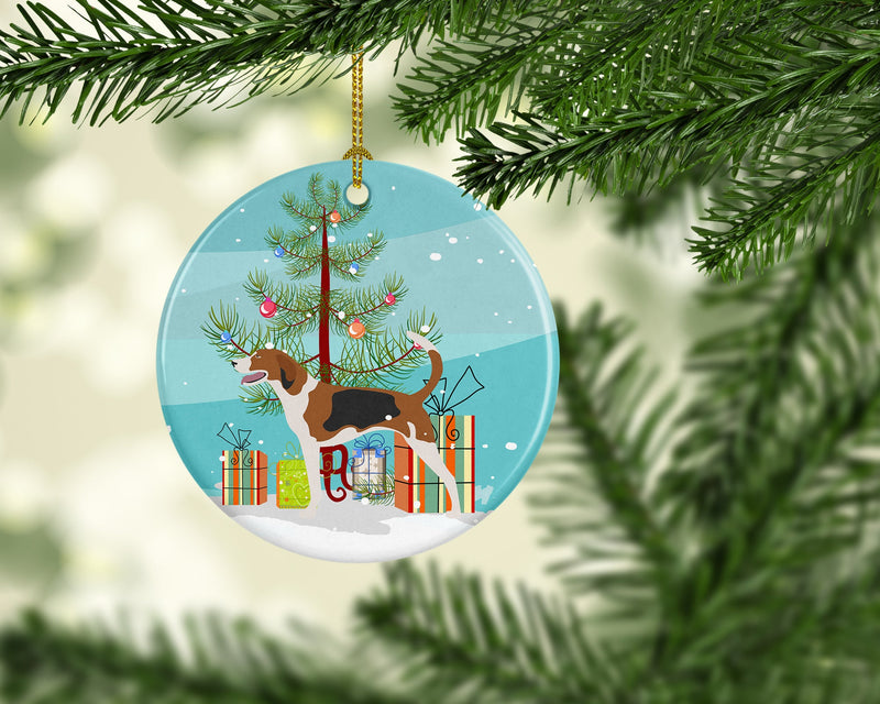 American Foxhound Christmas Ornament - Round Ceramic Ornament – Artist-Designed Keepsake Decoration BB8433CO1