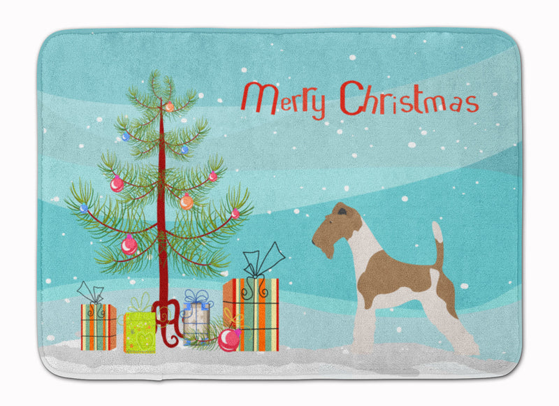 Wire Fox Terrier Christmas Machine Washable Memory Foam Mat BB8446RUG