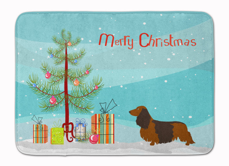 Longhaired Dachshund Christmas Machine Washable Memory Foam Mat BB8449RUG