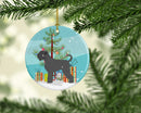 Black Russian Terrier Christmas Ornament - Round Ceramic Ornament – Artist-Designed Keepsake Decoration BB8455CO1