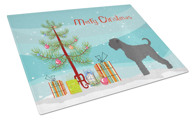 Black Russian Terrier Christmas Glass Cutting Boards – Durable, Decorative Kitchen Art Large BB8455LCB