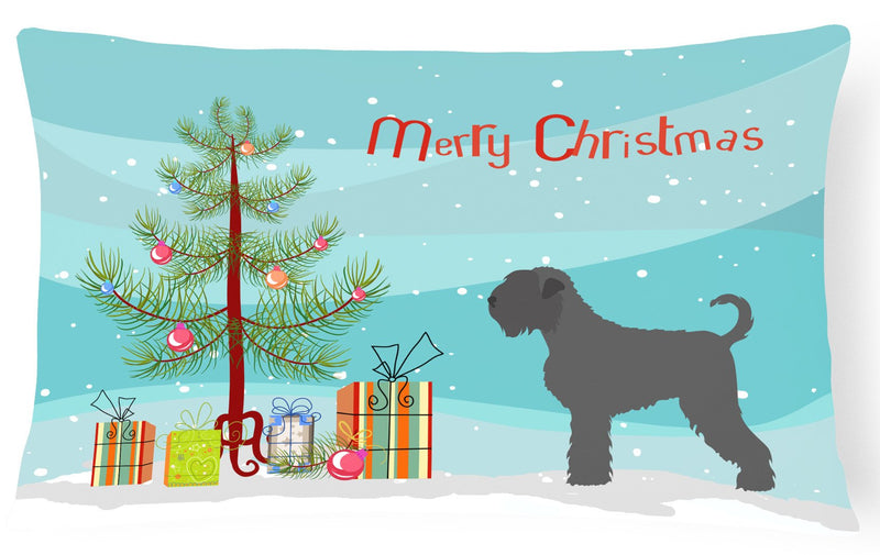 Black Russian Terrier Christmas Canvas Fabric Decorative Pillow BB8455PW1216