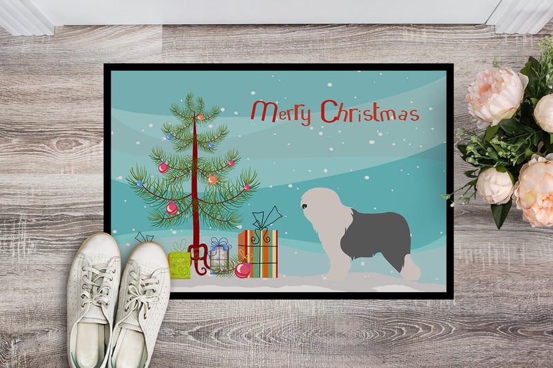 Old English Sheepdog Bobtail Christmas Indoor or Outdoor Mat 18x27 BB8456MAT