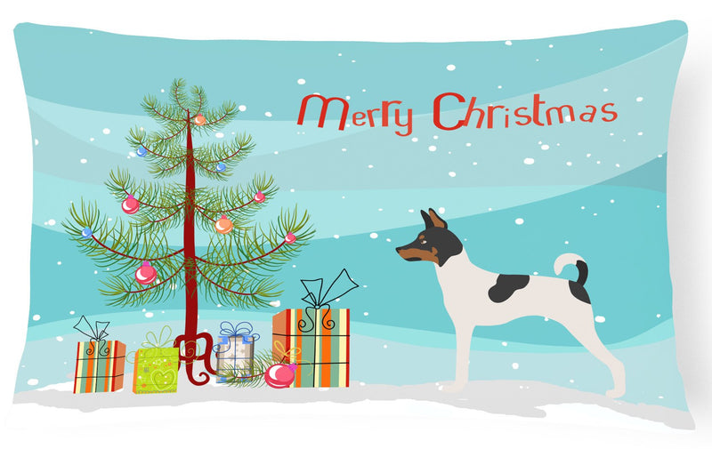 American Toy Fox Terrier Christmas Canvas Fabric Decorative Pillow BB8468PW1216