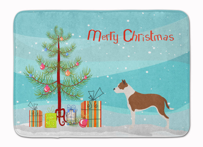 Pit Bull Terrier Christmas Machine Washable Memory Foam Mat BB8487RUG