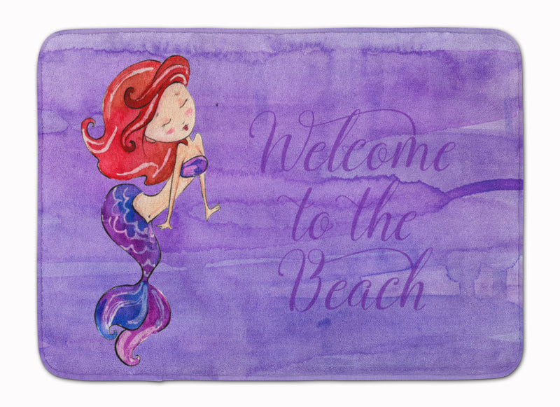 Mermaid Welcome Purple Machine Washable Memory Foam Mat BB8514RUG