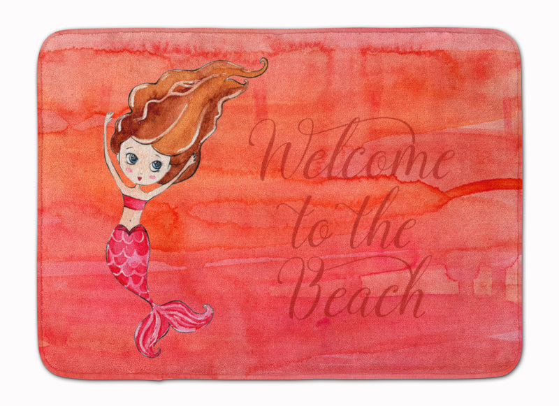 Mermaid Welcome Red Machine Washable Memory Foam Mat BB8516RUG