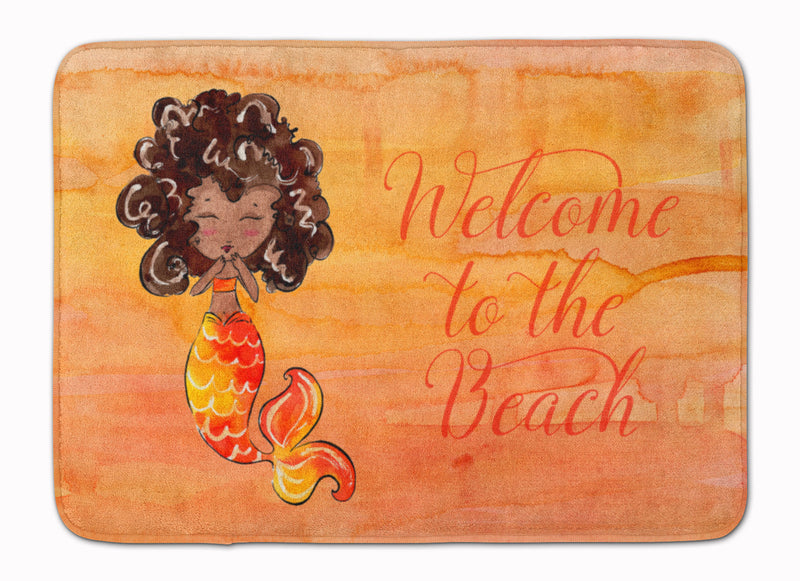 Mermaid Welcome Orange Machine Washable Memory Foam Mat BB8517RUG