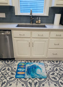 Surf Boards and Wave Memory Foam Kitchen Mat Machine Washable Anti-Fatigue Cushion Comfort Bath or Kitchen Rug