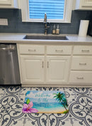 Beach Scene Welcome Memory Foam Kitchen Mat Machine Washable Anti-Fatigue Cushion Comfort Bath or Kitchen Rug