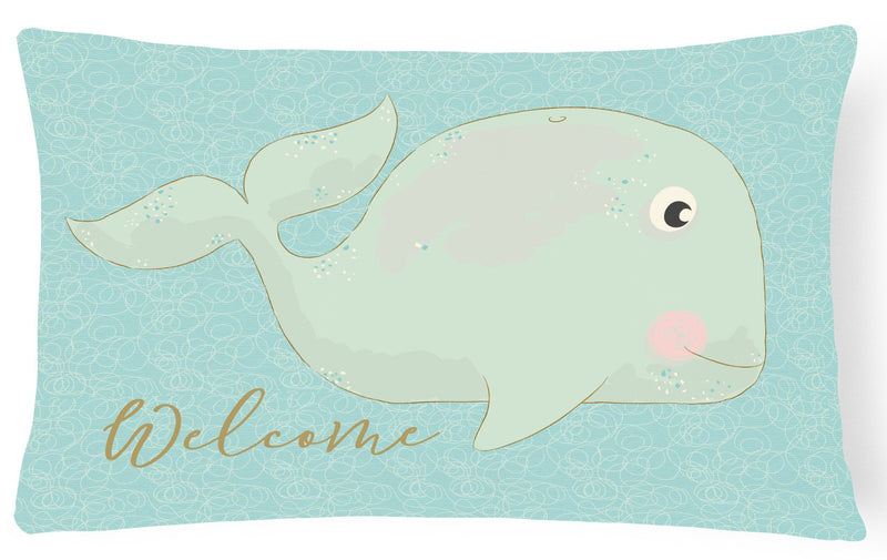 Whale Welcome Canvas Fabric Decorative Pillow BB8533PW1216