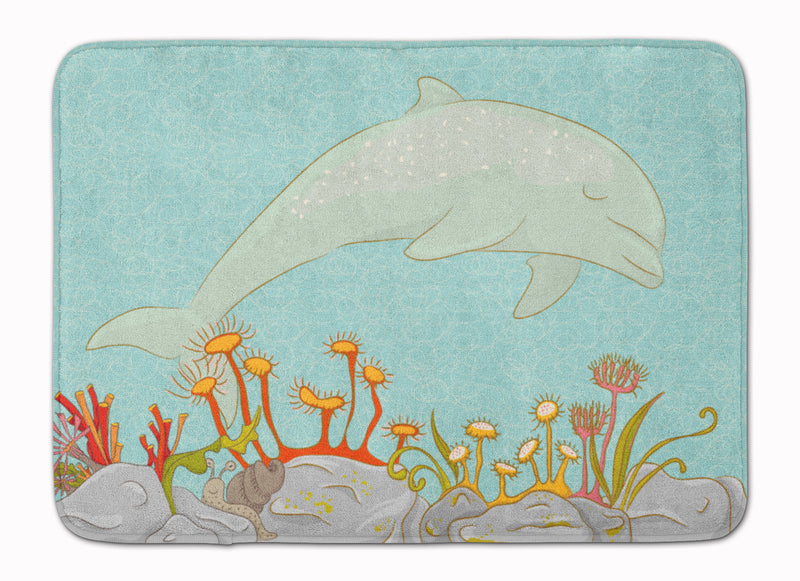 Dolphin Underwater Scene Machine Washable Memory Foam Mat BB8537RUG