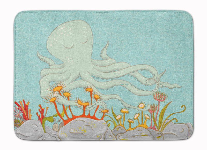 Octopus Underwater Scene Machine Washable Memory Foam Mat BB8538RUG