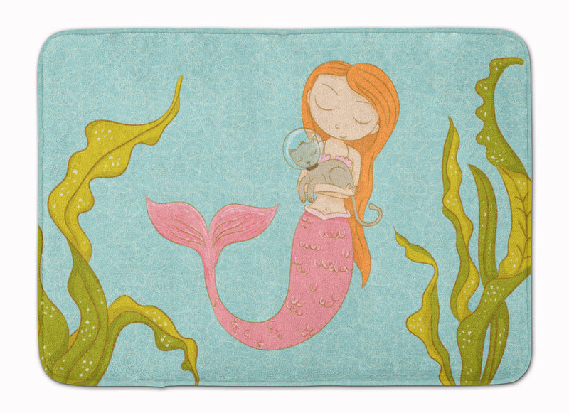 Mermaid and Cat Underwater Machine Washable Memory Foam Mat BB8540RUG