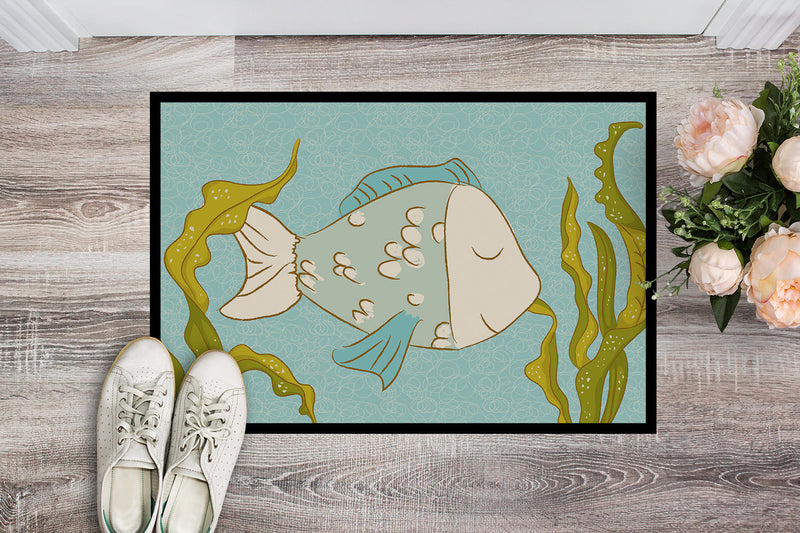 Blue Fish Doormat - 18x27 Decorative Floor Mat – Indoor/Outdoor Rug with Artistic Flair BB8545MAT