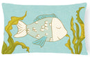 Blue Fish Canvas Fabric Decorative Pillow BB8545PW1216