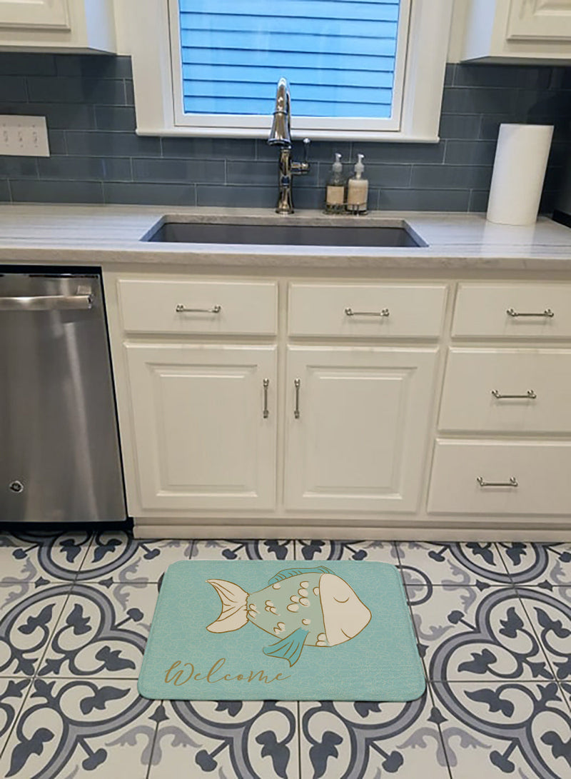 Blue Fish Welcome Machine Washable Memory Foam Mat BB8549RUG