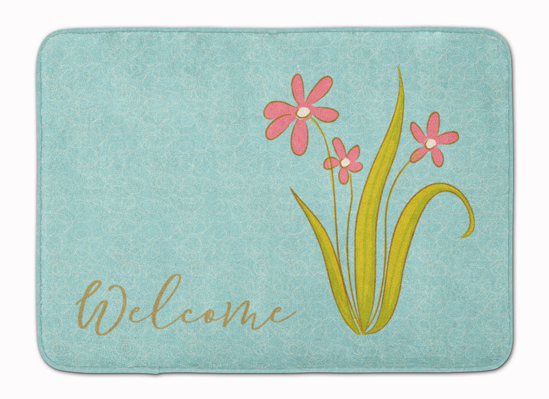 Flowers Welcome Machine Washable Memory Foam Mat BB8552RUG