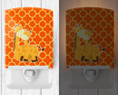 Giraffes Ceramic Night Light Compact, UL-Certified, Ideal for Bedroom, Bathroom, Nursery, Hallway, Kitchen, 6x4x3, Multicolor