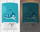 Dolphins Ceramic Night Light Compact, UL-Certified, Ideal for Bedroom, Bathroom, Nursery, Hallway, Kitchen, 6x4x3, Multicolor