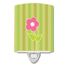 Flower on Stripes Ceramic Night Light Compact, UL-Certified, Ideal for Bedroom, Bathroom, Nursery, Hallway, Kitchen, 6x4x3, Multicolor