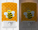 Bee on Quatrafoil Ceramic Night Light Compact, UL-Certified, Ideal for Bedroom, Bathroom, Nursery, Hallway, Kitchen, 6x4x3, Multicolor