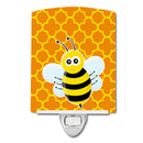 Bee on Quatrafoil Ceramic Night Light Compact, UL-Certified, Ideal for Bedroom, Bathroom, Nursery, Hallway, Kitchen, 6x4x3, Multicolor