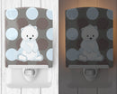 Bear on Polkadots Ceramic Night Light Compact, UL-Certified, Ideal for Bedroom, Bathroom, Nursery, Hallway, Kitchen, 6x4x3, Multicolor
