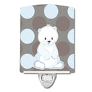 Bear on Polkadots Ceramic Night Light Compact, UL-Certified, Ideal for Bedroom, Bathroom, Nursery, Hallway, Kitchen, 6x4x3, Multicolor