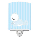 Seal on Stripes Ceramic Night Light Compact, UL-Certified, Ideal for Bedroom, Bathroom, Nursery, Hallway, Kitchen, 6x4x3, Multicolor