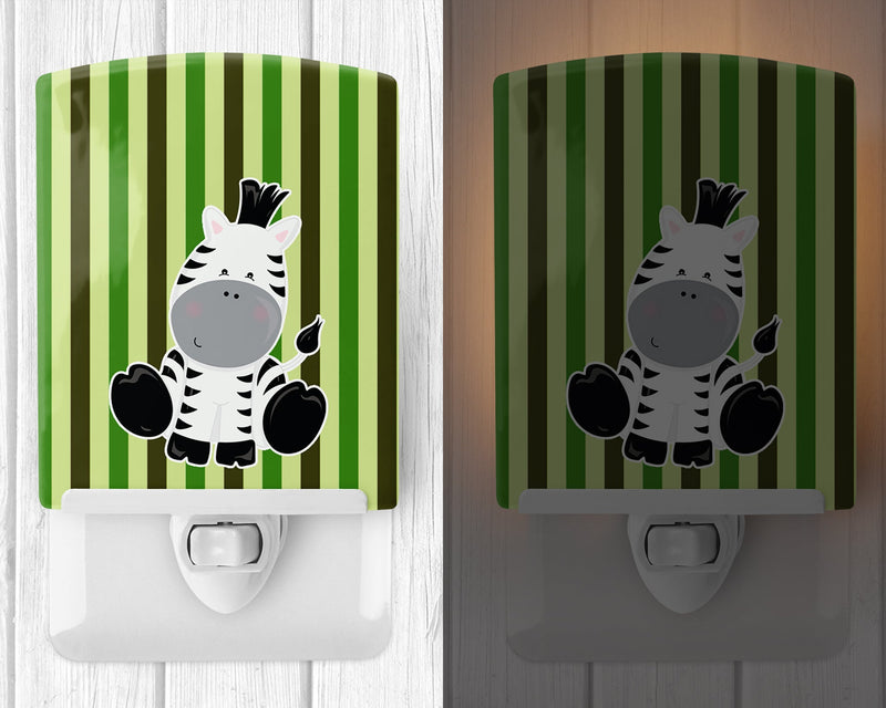 Zebra on Stripes Ceramic Night Light BB8607CNL