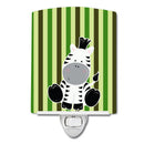 Zebra on Stripes Ceramic Night Light Compact, UL-Certified, Ideal for Bedroom, Bathroom, Nursery, Hallway, Kitchen, 6x4x3, Multicolor