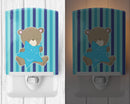 Baby Boy Bear with Star Ceramic Night Light Compact, UL-Certified, Ideal for Bedroom, Bathroom, Nursery, Hallway, Kitchen, 6x4x3, Multicolor