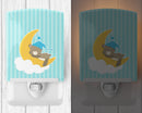 Baby Boy Bear Sleeping Ceramic Night Light Compact, UL-Certified, Ideal for Bedroom, Bathroom, Nursery, Hallway, Kitchen, 6x4x3, Multicolor