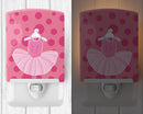 Ballet Tutu on Polka dots Ceramic Night Light Compact, UL-Certified, Ideal for Bedroom, Bathroom, Nursery, Hallway, Kitchen, 6x4x3, Multicolor