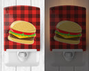 Backyard BBQ Hamburger Ceramic Night Light Compact, UL-Certified, Ideal for Bedroom, Bathroom, Nursery, Hallway, Kitchen, 6x4x3, Multicolor