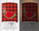 Backyard BBQ Watermelon Ceramic Night Light Compact, UL-Certified, Ideal for Bedroom, Bathroom, Nursery, Hallway, Kitchen, 6x4x3, Multicolor