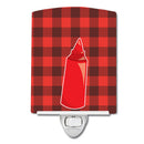 Backyard BBQ Ketchup Ceramic Night Light Compact, UL-Certified, Ideal for Bedroom, Bathroom, Nursery, Hallway, Kitchen, 6x4x3, Multicolor