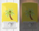 Palm Tree Ceramic Night Light Compact, UL-Certified, Ideal for Bedroom, Bathroom, Nursery, Hallway, Kitchen, 6x4x3, Multicolor