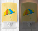 Beach Umbrella Ceramic Night Light Compact, UL-Certified, Ideal for Bedroom, Bathroom, Nursery, Hallway, Kitchen, 6x4x3, Multicolor